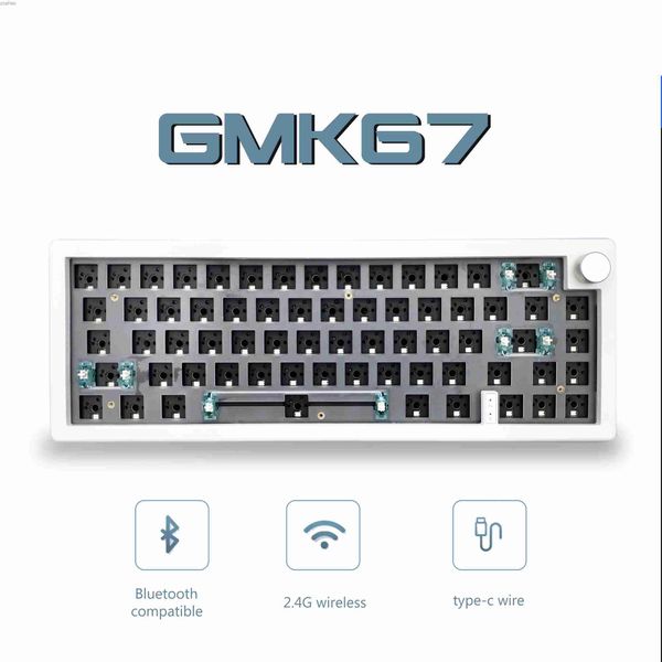 Teclados GMK67 65% Bluetooth Pad 2.4g Kit de teclado mecânico sem fio Swappable sem fio RGB Backlightl2404