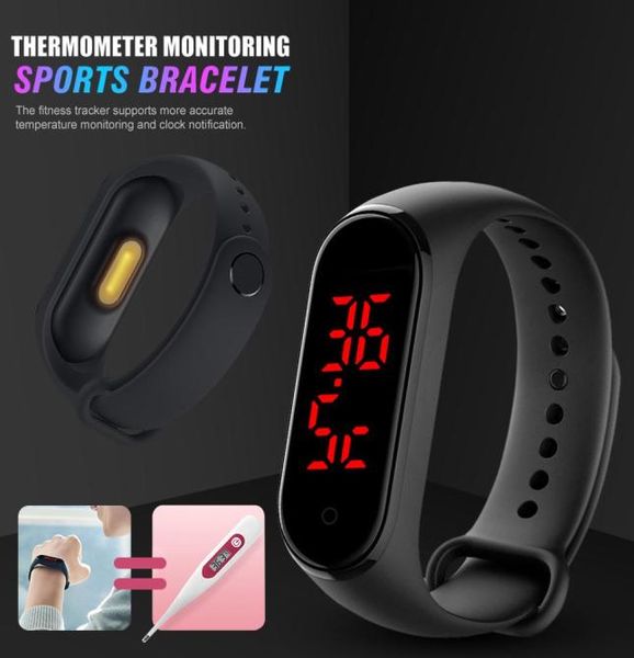 V8 TEMPERATURA DO CORPO Smart Watch Bracelet Exibir tempo de relógio Horário para homens Mulheres Kids Tracker Electronics Acessórios de pulseira5022145