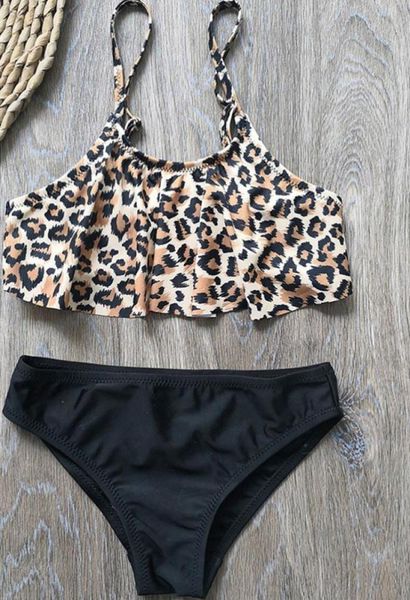 614 anni Girl Swimsuit Kids Swimwear Swimwear Leopard Teenage Girl Bikini Set Two Piece Children039s Swimwear Girls Bareding Suit7449962