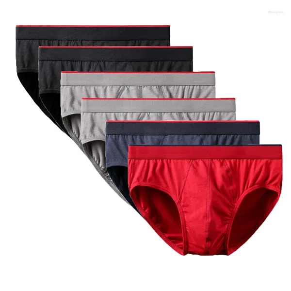 Unterhosen 6pcs Baumwoll Herren Briefs Slip Unterwäsche Männer sexy Lüftung Gay Penis Pouch Plus Size Kurzes Ropa Interieur Hombre