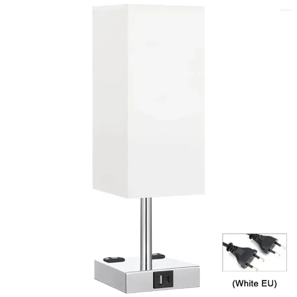 Lampada da lampada da tavolo con USB C A porte di ricarica e bulbo LED LED al comodino a doppio CASSIONE COMMERCHI per camera da letto