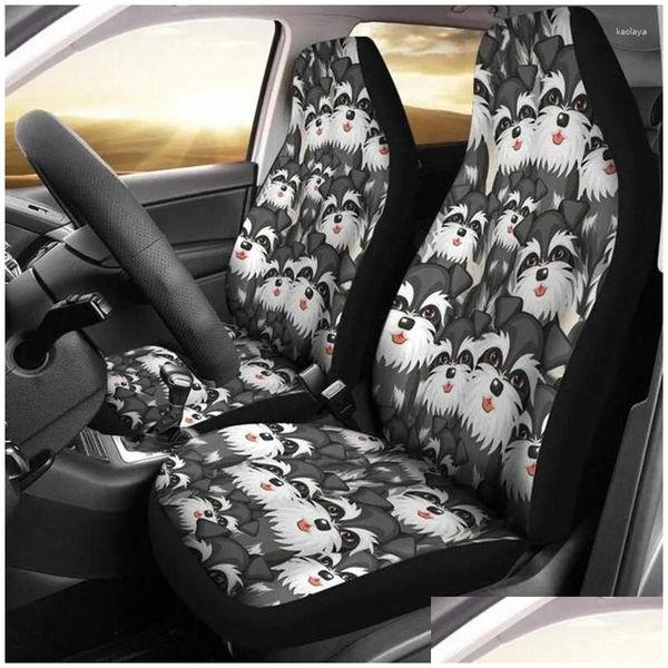 Capas de assento de carro Ers Schnauzer Black and White Acessórios Presente para sua decoração de frente para a decoração de ER personalizada OTSRK Motorcy Otsrk Motorcy Otsrk