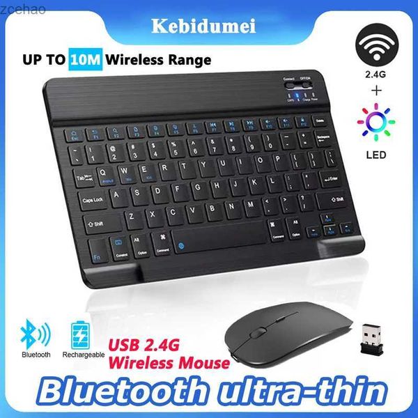 Keyboards Mini Bluetooth Wireless Tastatur und Maus -Set wiederaufladbares Mobiltelefon Tablet Englische Tastatur für Android iOS Windows XP LaptopSL2404 geeignet