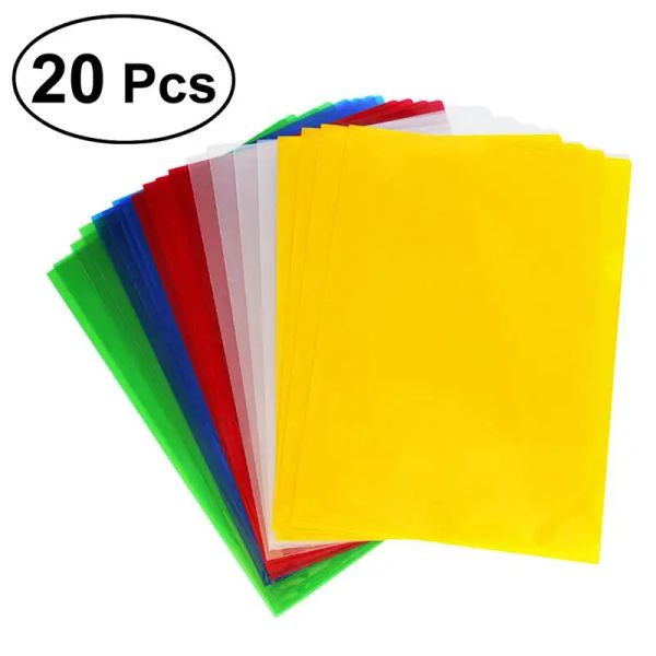 Cartella 20pcs A4 File di cancelleria trasparente Cartella di tipo impermeabile Documento espansione del portafoglio a portafoglio colore casuale