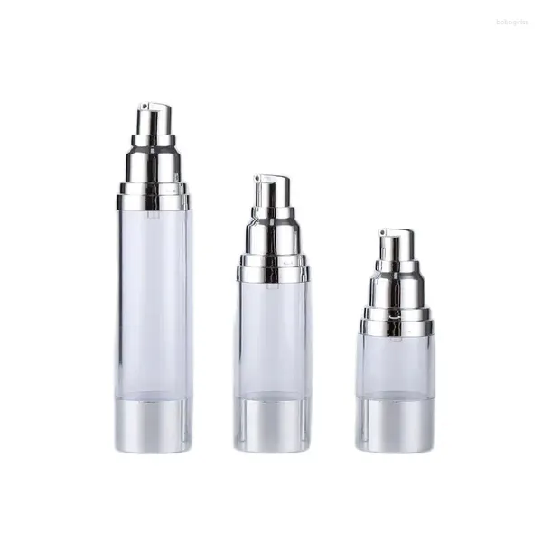 Lagerflaschen leer 15/30/50 ml Plastikluftless Pumpenflasche Gold Silber Serum Flüssigkeit Vakuumverpackung Make -up Lotion Press 20pcs