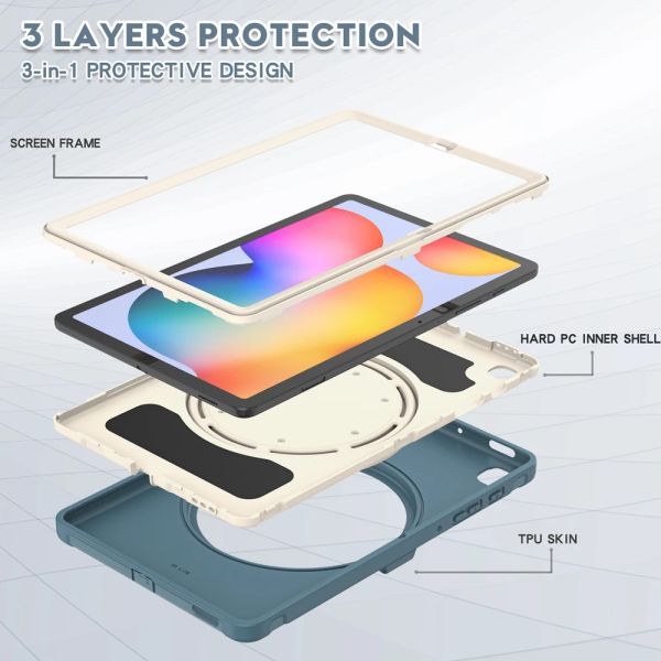 Kids Safe Shockproof TPU + PC Pull Ring Stand Cover per Samsung Galaxy Tab S6 Lite 10.4 2020 2022 SM-P610 SM-P619 Caso