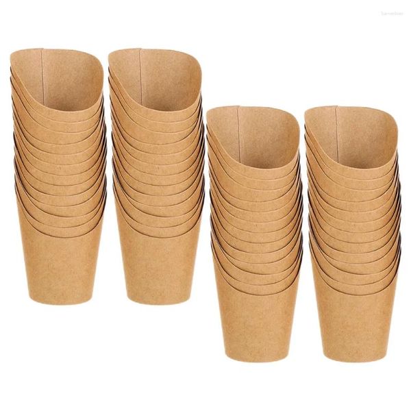 Copas descartáveis canudos 50 PCs Mini Foods Ice Cream Fries Snack Packing Diário Uso Contêiner French Car Kraft Paper