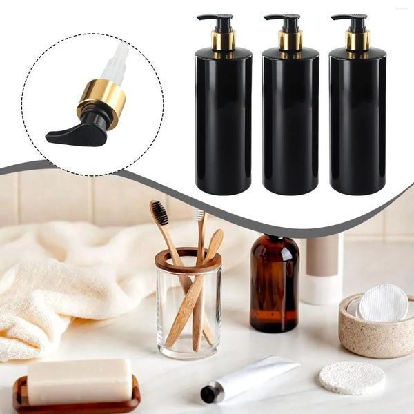 Distributore di sapone liquido Pressa Bottiglie di pompa vuota Bottiglie Cucina Skincare Bagno Prodotti per la casa 21 x 6 cm 3 pezzi Black Dureble Pet Safety