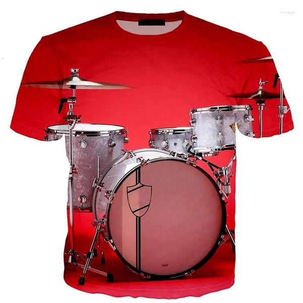 Herren T-Shirts Sommer Tide Fashion Drum Kit Bild Männer T-Shirts Casual 3D-Druck T-Shop Persönlichkeit Runder Nacken Kurzarm Tops