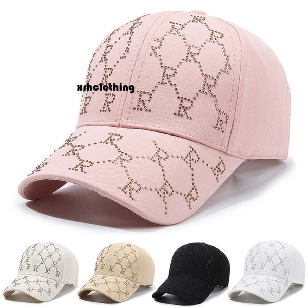 Baseball Cap Instagram Korean Spring e Autumn Hot Diamond Set com letra de pato língua ao ar livre de moda feminina feminina chapéu de beisebol