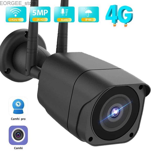 Другие камеры видеонаблюдения 5MP HD Outdoor IP Camera 4G SIM -карта CCTV 1080p WiFi Wireless Bullet Metal Shell Video P2P Камера камера Camhi Y240403