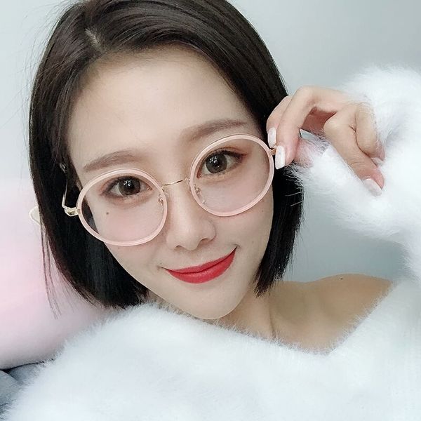 NEUE RETRO BLUSES RALLE RAME Damens modische koreanische koreanische Stil Runde Myopie Brille Rahmen Rahmen Männer Voller Rahmen Metall flache Gläser dünne Beine