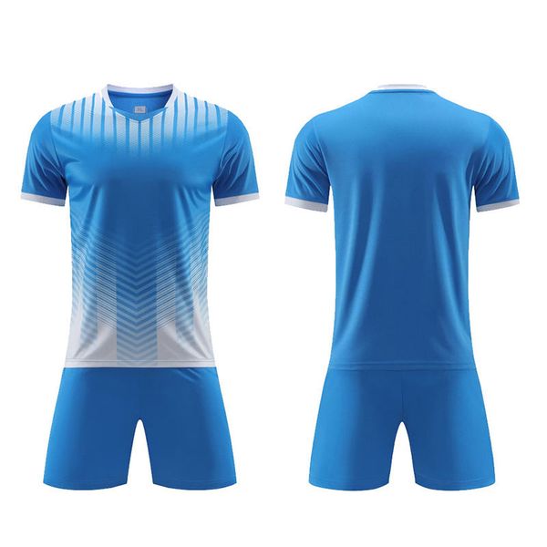 Özel futbol forması üniforma boş kısa kollu futbol gömlek süblimlenmiş futbol gömlek mavi