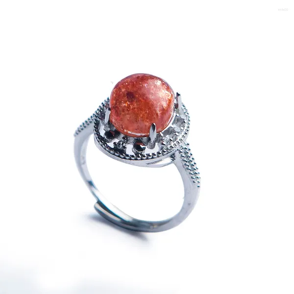 Anelli di cluster Lepidocrocite naturale Super Seven 7 Anello regolabile 10x9mm 925 perle ovali in argento sterling