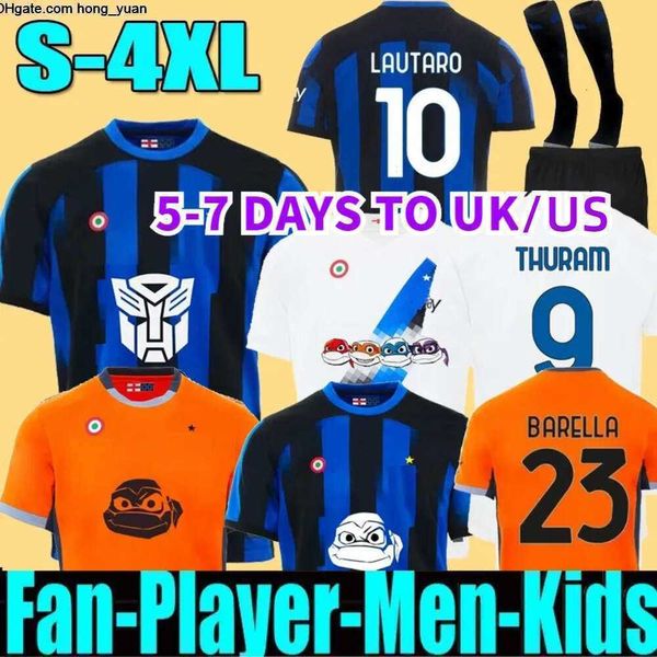 Especial 23 24 Inter Milans LaUtaro Soccer Jerseys Transformers Correa Dzeko Barella Skriniar Brozovic Home Terceira camisa de futebol uniformes homens crianças crianças