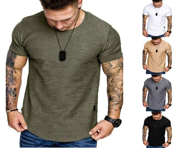 Curvo Hem Hip Hop Camiseta Homens Urbano Kpop Estendido T shirt Plain Longline Mens Tees Slim Fit Camisetas Militar Musculação Masculino Cl2419409