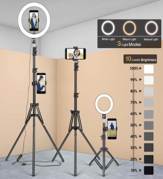 Штативные штативы для мобильного телефона с кольцевой лампой Camara Selfie Light Stand Crackte Makeup Video Live PO Studio3410237