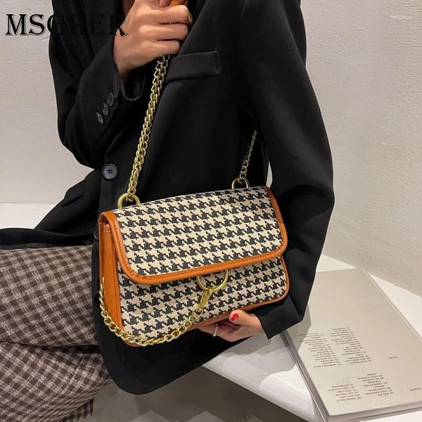 Сумки на плечах Houndstooth Luxury Designer Baguette Crossbody Bag для женщин 2024 Зимние подмышечные вечеринки модные кошелек и сумочки