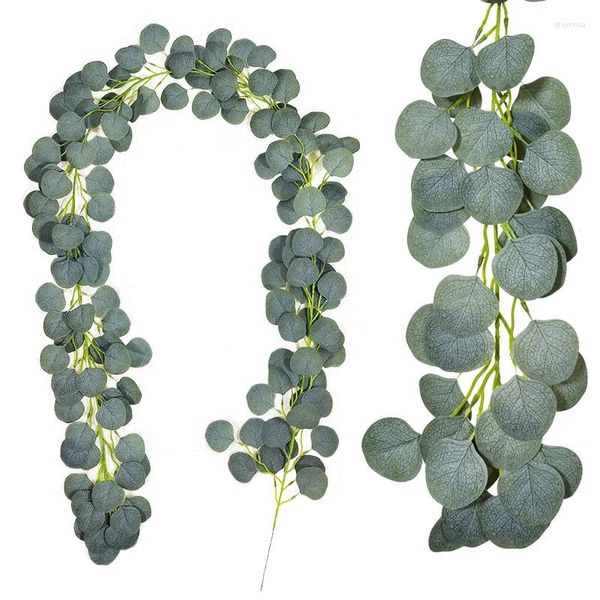 Fiori decorativi 2m MIM artificiale in dollari argento eucalipto salice fiore foglie di nozze decorazione per la doccia da sposa viti finte pianta per