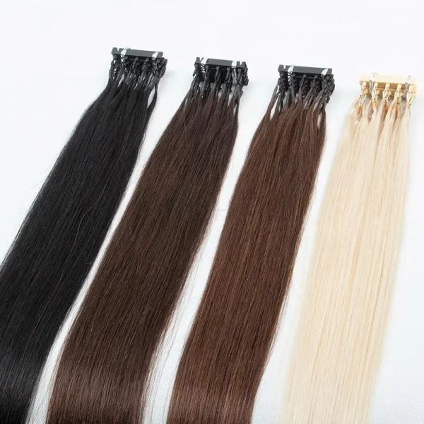 Extensões Mrs Hair 6D Extensões de cabelo Humano Cabelo Humano Não Remia 6d2 Extensões de cabelo Micro minúsculo invisível dicas de metal de queratina ligações 1g/fita