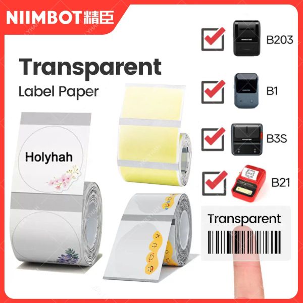 Papel niimbot b21/b203/b3s/b1 rótulo papel de impressão de impressão de nomes transparente adesivo adesivo de desenho à prova d'água adesivo de desenho de desenho animado auto -obesivo