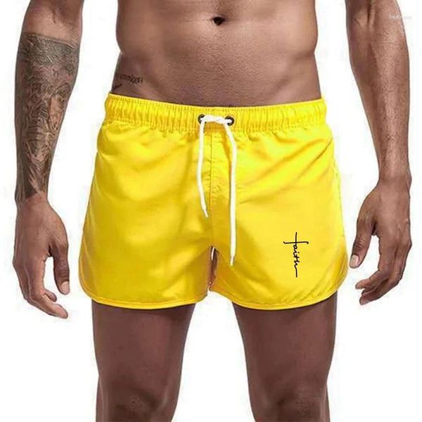 Herren Shorts für Herren 2024 Sommer Badebekleidung Fitness Strandwege sexy Schwimmstämme Männer Badeanzüge niedrige Taille atmungsaktiv