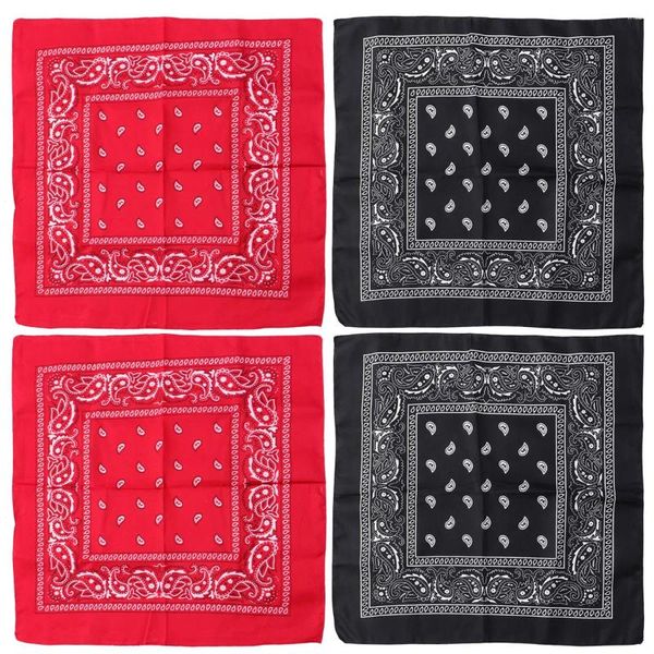 Банданас 4pcs Square Scarf Многофункциональные полотенца Paisley Printed Beach Bandana Hair шее для женских красных черных