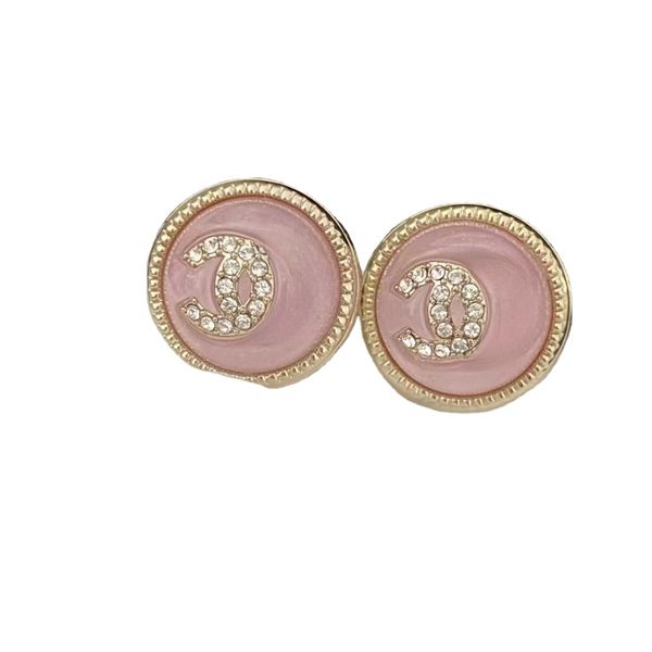 2024 Brincos de designer redondos de luxo Bling Crystal Diamond Girls fofo doce rosa Earring para mulheres Ear rings anéis de festa Presente de joias de festa