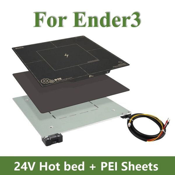 Fotografie Ender3 Heißes Bett 24 V PCB Aluminiumplatte Heizung Kit 3D -Druckerteile PEIS -Blätter Federstahl DIY 235x235mm für 3D -Drucker Ender3