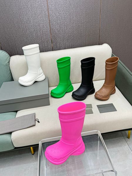 Tasarımcı Kadın Botlar Klasik Martin Yüksek Topuklu 6cm Yağmur Botları Kauçuk Kış Kadınlar Yağmur Botları Açık Mekan Ayakkabıları 35-46