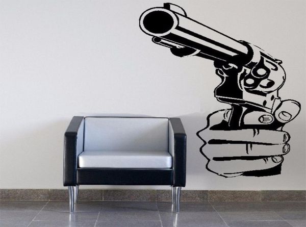 2017Новый пистолет для стрельбы, настенная художественная наклейка, наклейка «сделай сам», украшение для дома, Декор, настенная съемная наклейка для спальни, DIY3355273