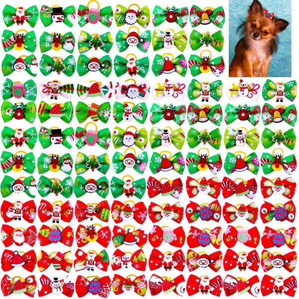 Dog Apparel 300pc/Mot маленькие волосы для рождественских аксессуаров Santa Snowman Grooming Rubbers