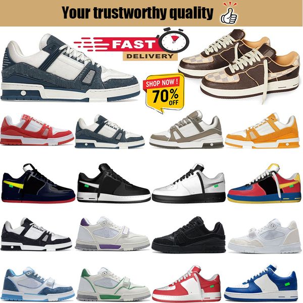 2024 Designer Sneaker-Schuhe Männer Luxus Sneaker Trainer Buchstabe Overlays Leder Plattform Low Sports Sneaker Casual Shoes 36-45