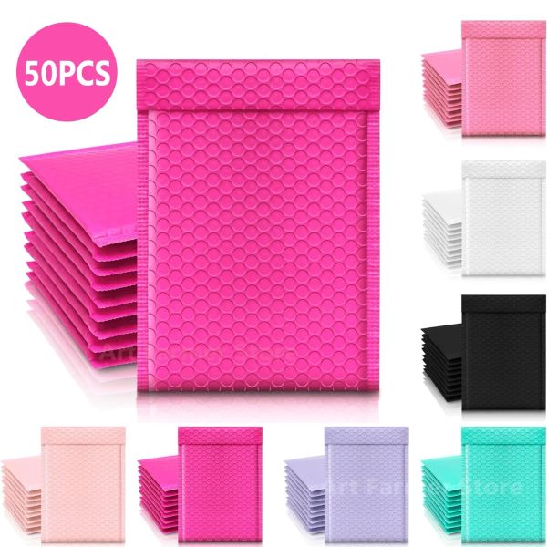 Mailers 50pcs Pacote de entrega embalagem rosa para pequenas empresas envelopes Pacotes de remessa Pacotes de envelope de bolhas malailer de bolsa de embalagem