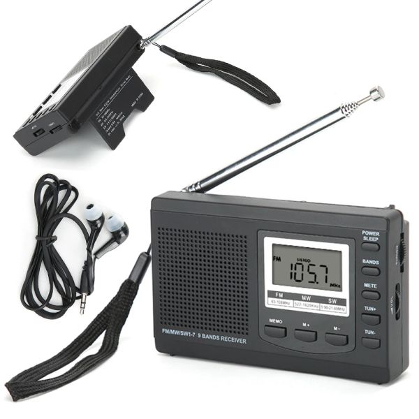 Radio portatile Mini radio FM Digital Radio FM/MW/SW Alarr and Mini FM ricevitore radio Digital Portable FM Ricevitore Orologio Radio