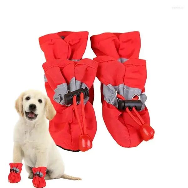 Sapatos de vestuário para cães 4 pcs anti-deslize botas de chuva de estimação com protector de raça respirável de cordão ajustável para