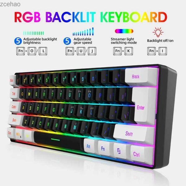 Teclados 60% do teclado para jogos e combinação de mouse Ultra Compact 61 key rgb backlit mini teclado 3200 dpi pc gamesing mousel2404