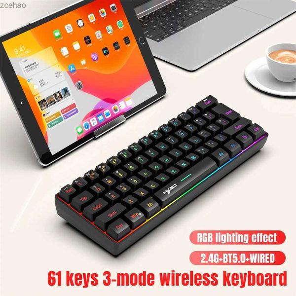 Tastaturen L500 Wired/Wireless Mechanical Gaming -Tastatur mit 61 Tasten und dynamischen RGB -Hintergrundbeleuchtung für PC Gaming Consolesl2404 geeignet
