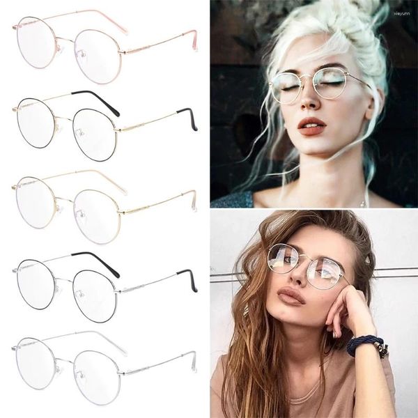 Sonnenbrille Hochtaude blau Licht blockierende Brille Frauen Mode klassische Metallrunde Computerbrille Anti-Strahlen Nerd Eyewear