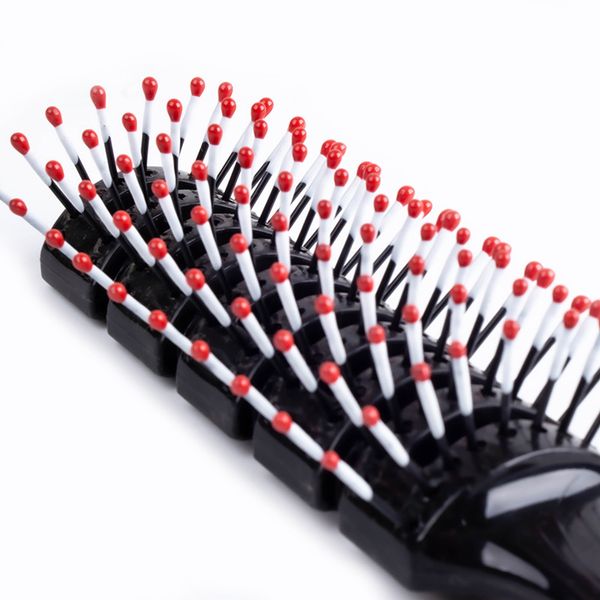 Cabeça de óleo masculina grande para trás pente de cabelo barbeiro pente de estilo de cabelo reto pente de plástico vermelho tintura cabeça costela pente