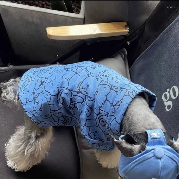 Vestuário de vestuário de cachorro, urso estampestas roupas de moda de moda azul