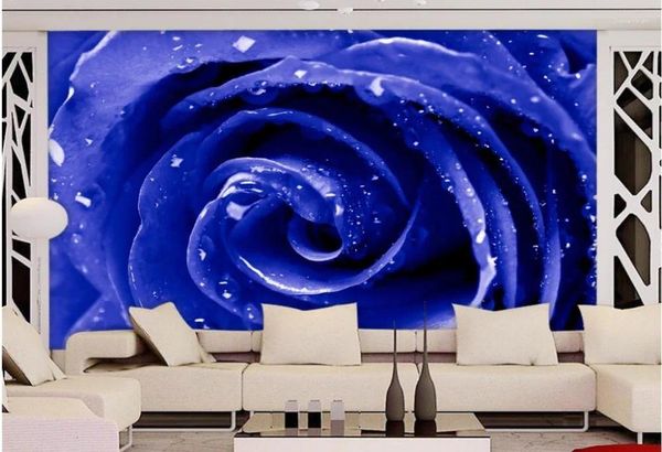 Tapeten Home Dekoration moderne minimalistische Bluelover Blue Rose Custom 3D PO Tapete Wandgemälde