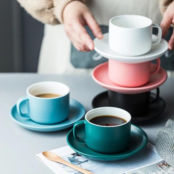 Tazze Nordic Creative Ins Coppa di caffè e piattino Set Home Afternoon Breakfast Mark Water Christmas Matte Ceramic