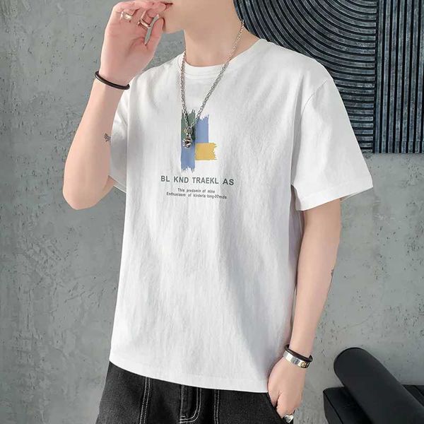 Camisetas masculinas e-baihui mens sólido verão o-pescoço solto de roupas casuais inteligentes top harajuku manga curta simples camiseta masculina j240402