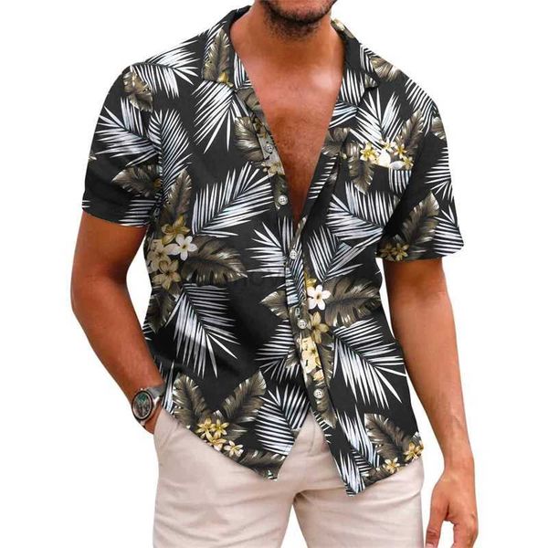 Camisetas de camisetas masculinas camisa mensal lapela verão de mangas curtas padrão havaiano padrão personalizado impressão 3d de trabalho casual férias confortável design 2443