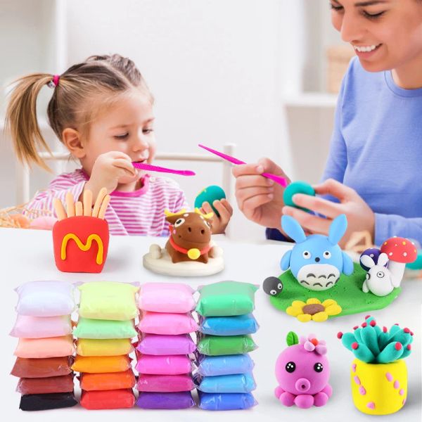 36 Farbe/Set Light Clay Plasticine Modellierung Bildungsluft Trockener Tonspielzeug kreativer DIY Weiche Pistole Spielzeug für Kinder Geschenke