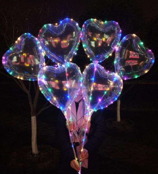 Светодиодный воздушный шар в форме звезды в форме сердца любви, светящиеся воздушные шары Бобо с 3-метровыми гирляндами, 70 см, воздушный шар с ночником на столбе для свадебной вечеринки Dec6871278