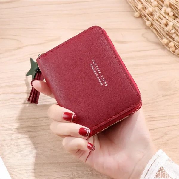 Frauen kleine Brieftasche Damen Mini Quaste Wallet Wallet süßes Mädchen Kurzes Reißverschluss koreanische PU -Ledermünze Geldbörse weibliche Handbrieftasche Geldbörse
