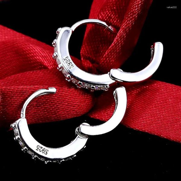 Stift Ohrringe Klassische weibliche 925 Silbernadel Einreihe Zirkon klein für Frauen schillernden Kristall Statement Bijoux Schmuck