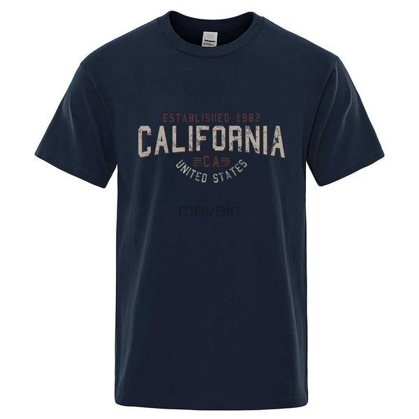 Мужские футболки, основанные 1982 г. Калифорнийская футболка Соединенных Штатов Мужчина негабаритная хлопковая летняя футболка дышащие свободные рубашки с O-образным вырезом хип-хоп футболки 2443